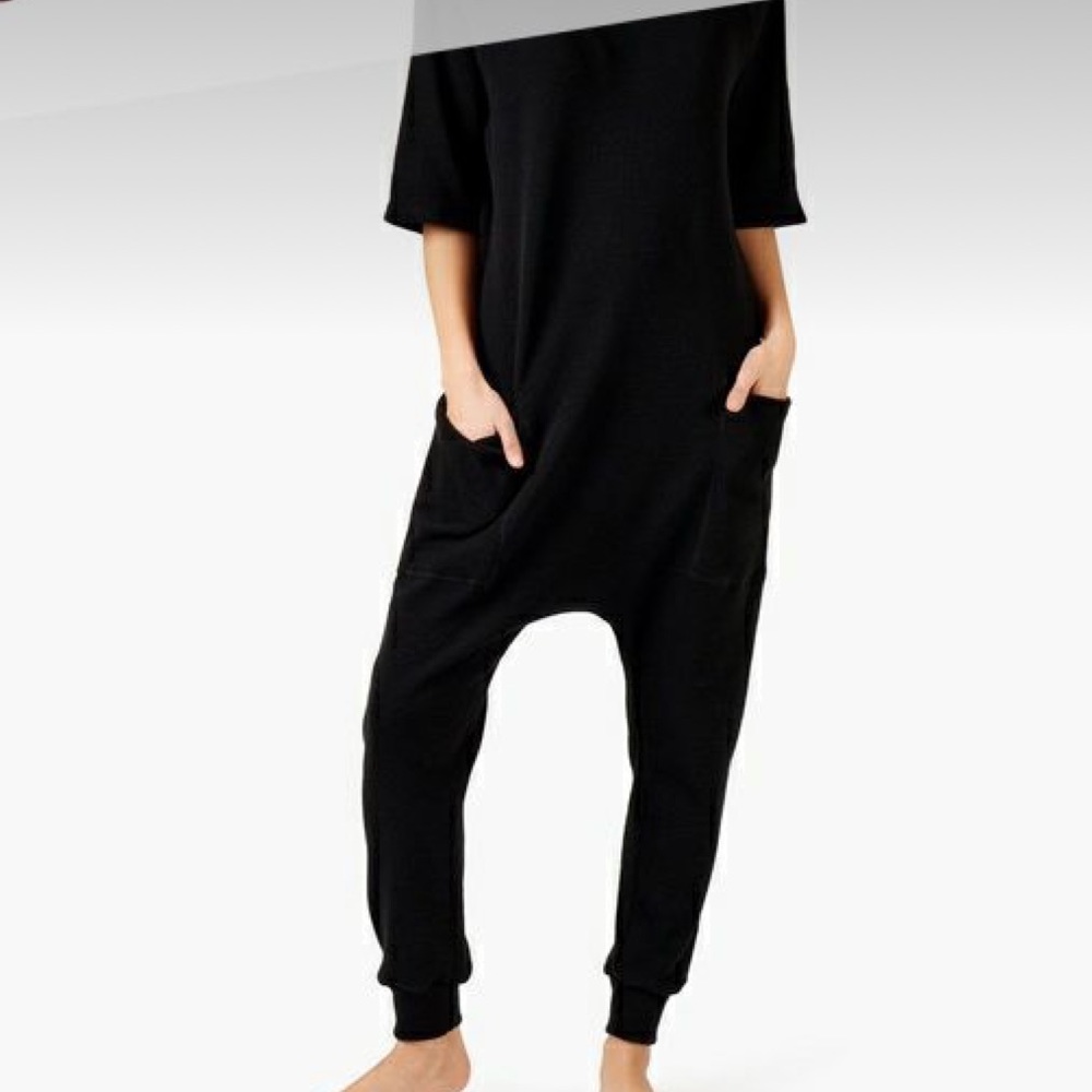 EUC TKEES WAFFLE JUMPSUIT BLACK SZ 3